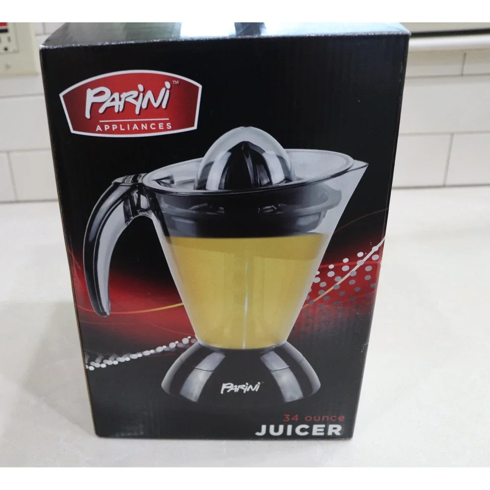 Parini Appliances 34 Ounce Electric Citrus Juicer Black Two Cone Sizes NEW